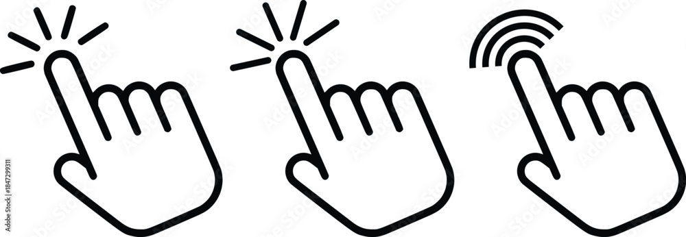 Obraz premium Hand click icon set illustration. pointer sign and hand symbol of vector illustration