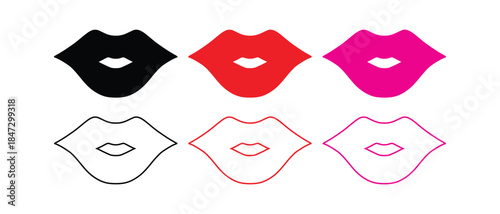 emale Lips & Mouth Icon Set – Silhouette, Flat and Vector Illustration Collection
