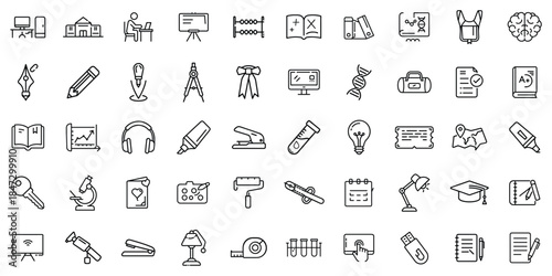 A collection of educational and creative icons representing various learning tools and concepts.