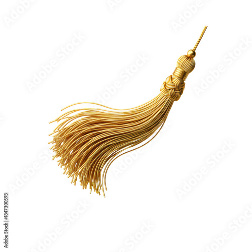 A single gold thread tassel with a decorative braided knot.