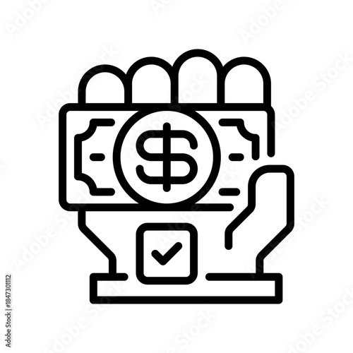 Payment Line Icon, Outline Symbol for Transaction Processing, Digital Checkout, Bill Settlement, Online Billing, and Cashless Operation. Vector Sign Icon.