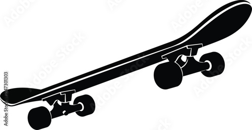 Stylish Black Skateboard Silhouette for Action Sports