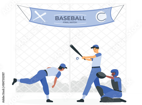 Baseball players in action