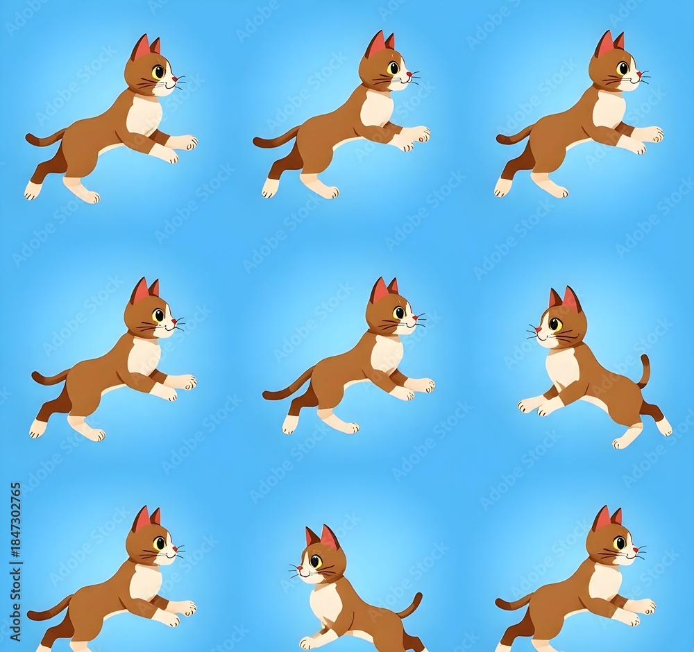 Fototapeta premium Dog running in blue background 