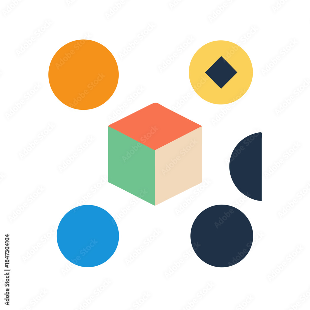 Obraz premium Brutalism shapes, abstract geometric forms, memphis geometric elements. Trendy minimalist basic figures, simple star, plants, lines and circles, modern swiss graphic design element vector set 