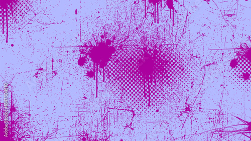 Abstract texture grunge scratched urban background design with purple ink splash dots effect for distressed street art aesthetic wallpaper graphic.