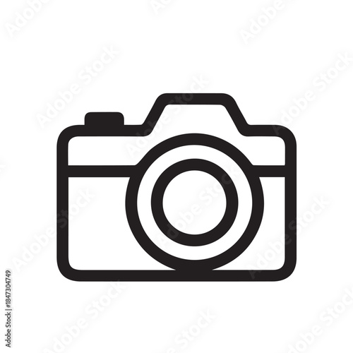 camera icon. travel symbol. camera on white background. long holiday, exploration, adventure. Outline design style
