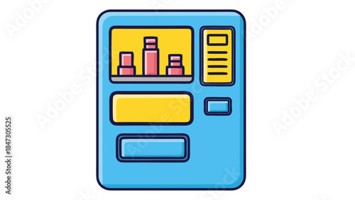 Flat Icon of a Vending Machine with Products