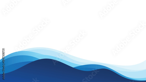 Abstract Blue Ocean Wave Flow Vector Background with Smooth Curves and Modern Gradient Style