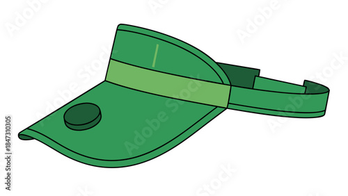 Green Sun Visor Cap with Emblem - Vector Illustration