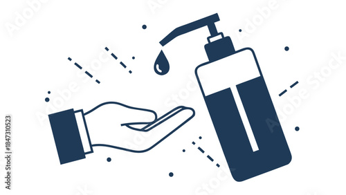 Hand Sanitizer Dispenser and Drop on Hand Icon