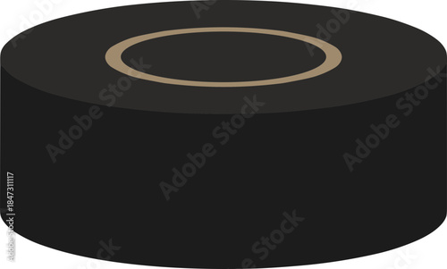 Simple Isometric Electrical Black Roll Tape Isolated Illustration