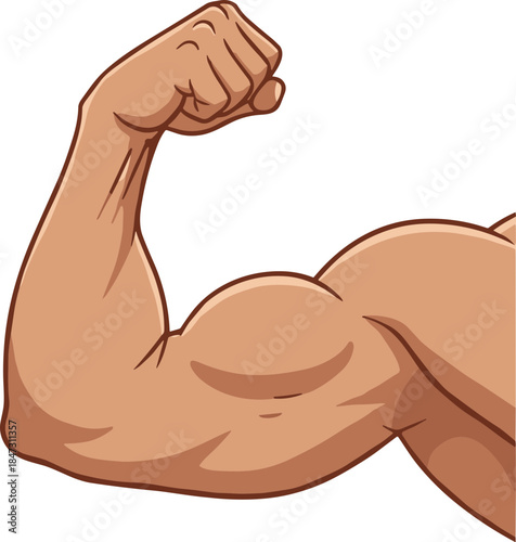 Cartoon Style Strong Bicep Muscular Arm Flexing Illustration Image