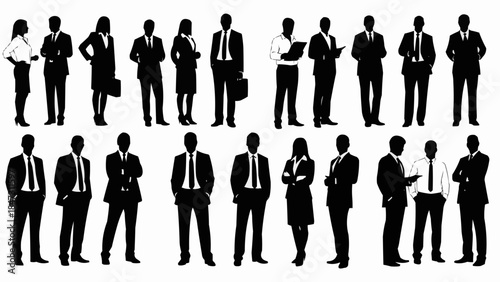 Diverse Group of Business Professionals Posed in Silhouette.
