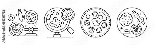 Microscopic organisms and lab equipment for biological research and analysis