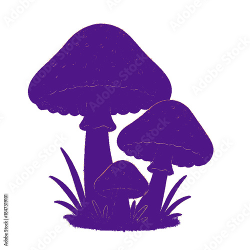 Cottagecore mushroom cluster with soft lace-like shading