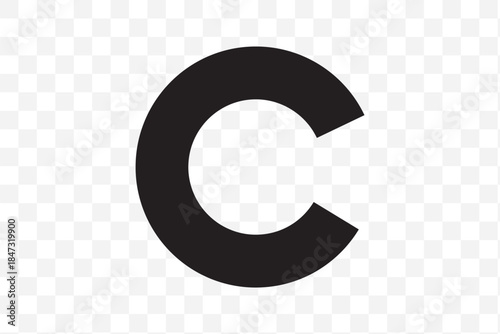 Set of eight copyright symbol variations, vector collection, round C icons, black and white designs, concentric rings, bold and thin strokes, modern and classic