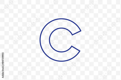 Set of eight copyright symbol variations, vector collection, round C icons, black and white designs, concentric rings, bold and thin strokes, modern and classic