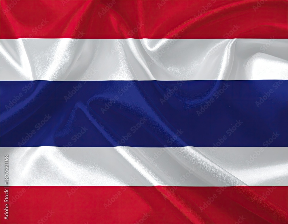 Naklejka premium Close-up of a draped flag, featuring red, white, and blue horizontal stripes