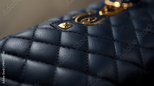 Elegant Quilted Leather Handbag with Gold Accents