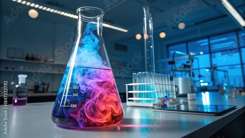 Cobalt Sulfate Solution Chemical Reaction in Transparent Beaker