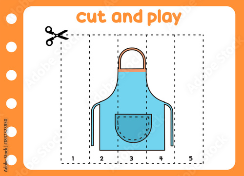 cut and play kitchen picture. kids game. APRON