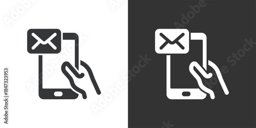 Mobile Message Received icon. Solid glyph series icon