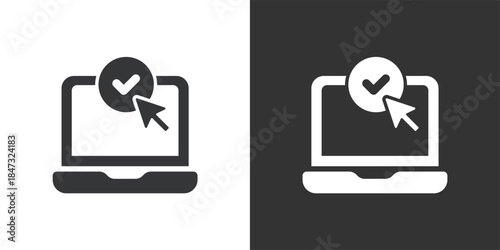 Laptop Verification icon. Solid glyph series icon