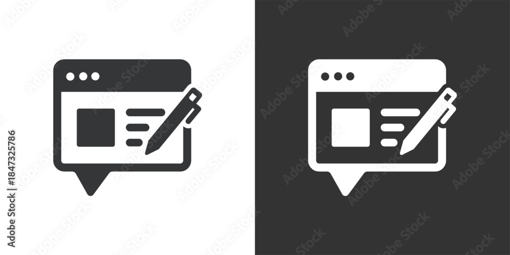Fototapeta premium Blog Content Writing icon. Solid glyph series icon