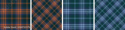 plaid and tartan pattern set.checkered fabric texture background.