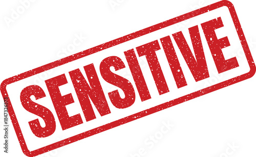 A grunge texture rectangular stamp featuring the word Sensitive, ideal for marking confidential documents or private information