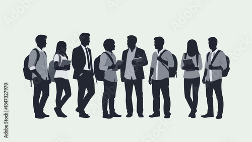 Diverse group of students standing together with backpacks.