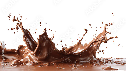 Delicious chocolate splash in dynamic swirling motion, isolated on transparent cutout background