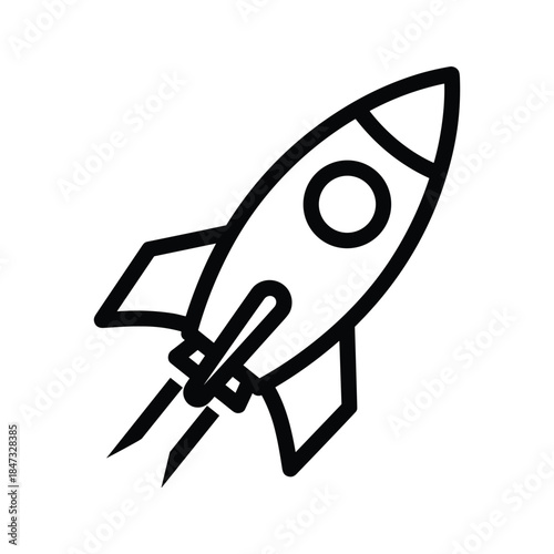 Simple line art rocket ship illustration