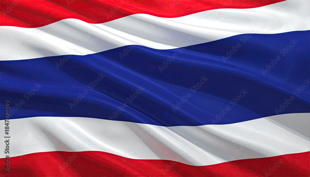 Naklejka premium A flowing, vibrant flag of alternating red, white and blue horizontal stripes