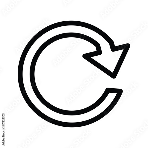 Simple black reload icon on white background