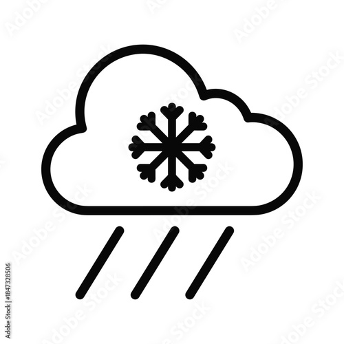 Snowfall weather icon with cloud and snowflake