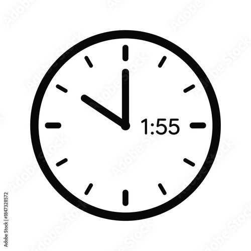 Clock showing 1:55 time