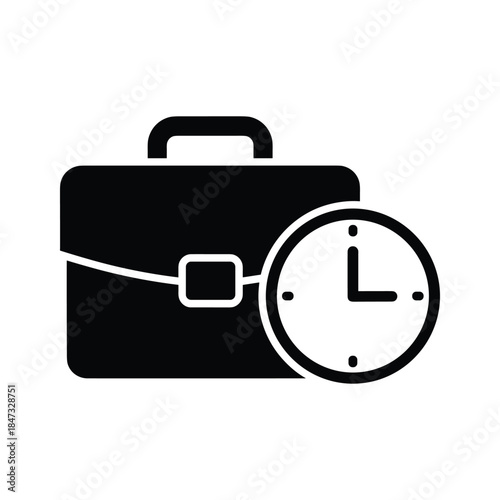 Time management with briefcase and clock