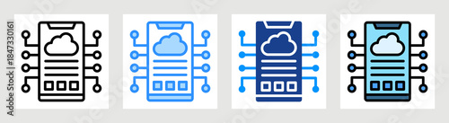 Mobile Cloud Icon Collection Set Multiple Style