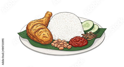 Nasi lemak vector illustration