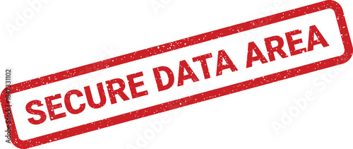 A textured stamp featuring Secure Data Area, symbolizing protection for sensitive information and digital assets