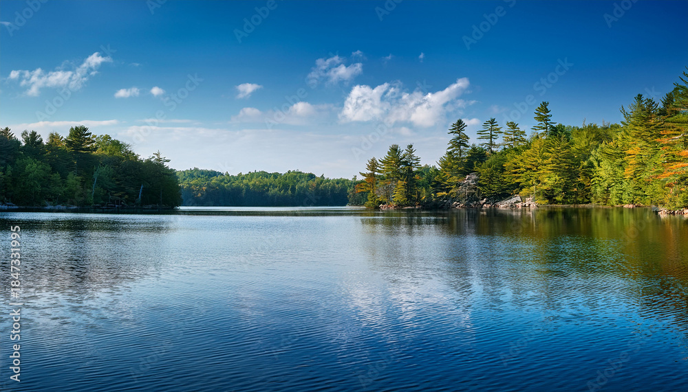 Fototapeta premium Calm Lake Water Shot In Muskoka Ontario Cottage Country