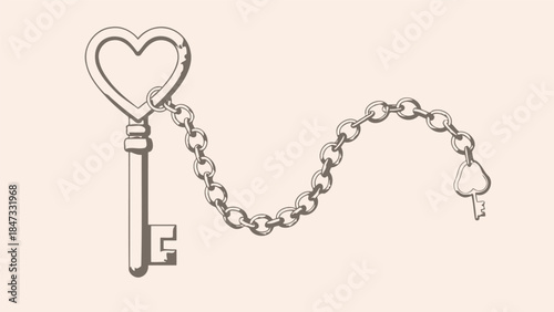 Vintage Key with Heart Shaped Head.