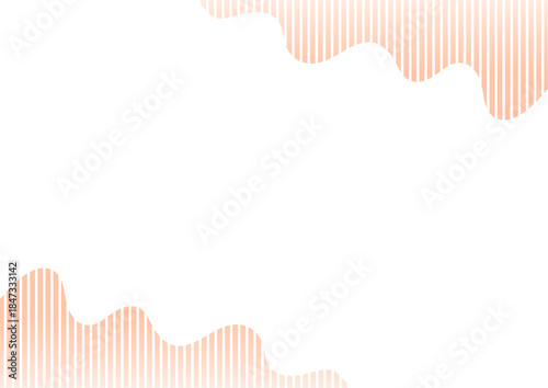 背景　ボーダー柄の波線の枠　グラデーション　オレンジ