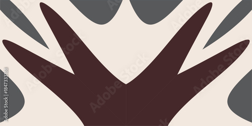 Modern abstract design with stylized hand gesture on beige background