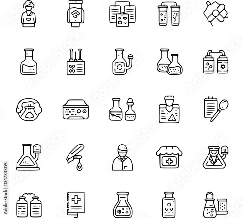 Medical vector icons representing body checkups and health diagnostic processes