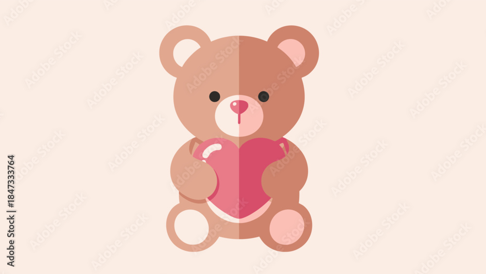Naklejka premium Cute Teddy Bear Holding Heart Shape.