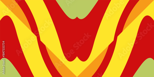 Vibrant abstract pattern with red, yellow, and green swirling shapes