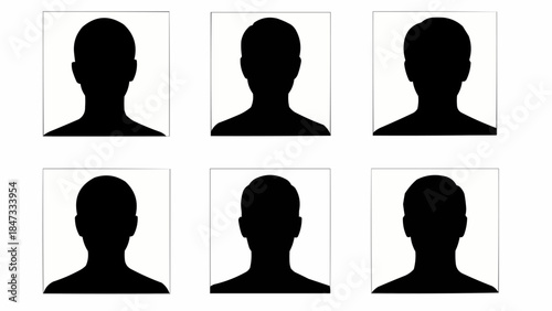 Six Silhouette Headshots for Identification Purposes.